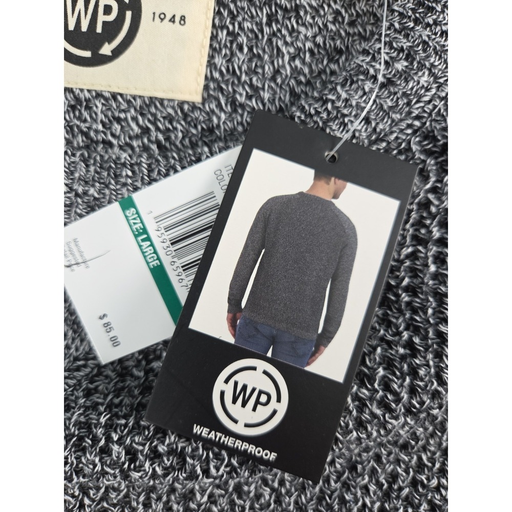 Weatherproof Recycled Mens Sweater L Black White Twist Pullover Long Sleeve NEW - Picture 7 of 10